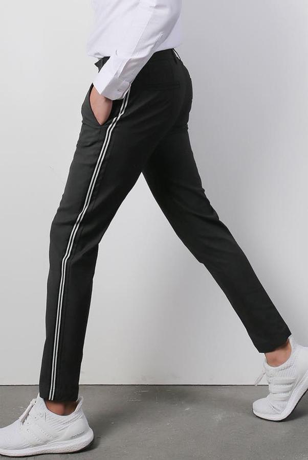 Quần Âu Nam Đen Kẻ Trắng Dáng Body KE03