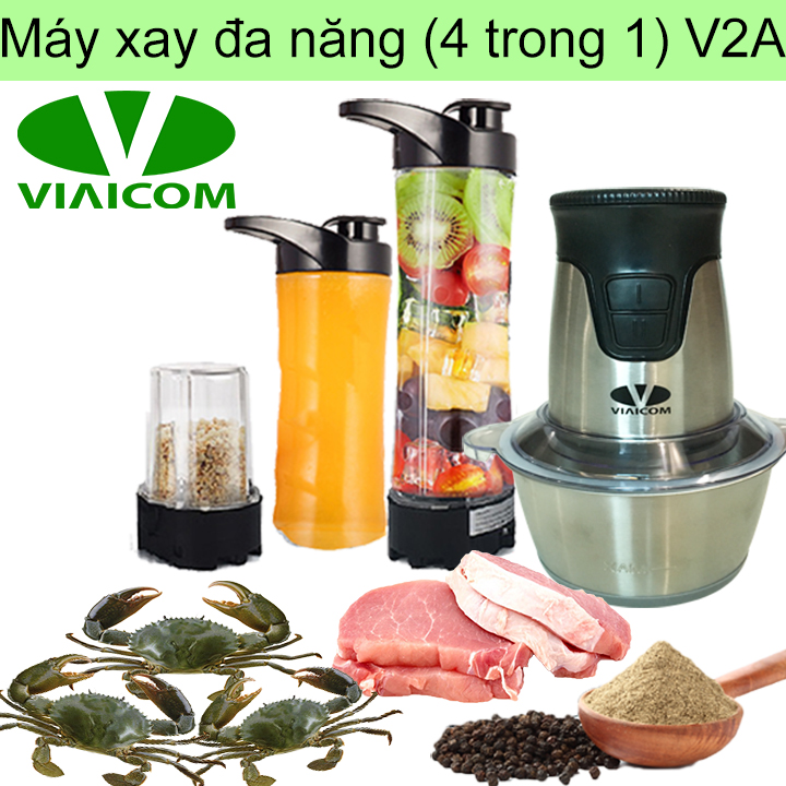 Máy xay đa năng gia đình 4 trong 1 VIAICOM V2A – Cối inox - Hàng chính hãng