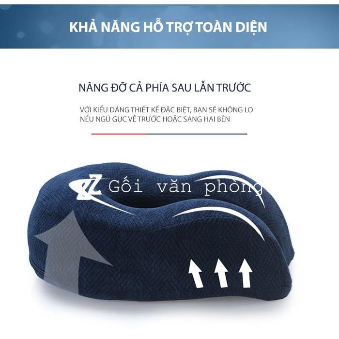 Gối Chữ U Ô Tô, Máy Bay Cao Su Non Cỡ Lớn Có Khuy Cài Nâng Đỡ Toàn Diện ZURI PILLOW - GLC01 (VỎ NHUNG)