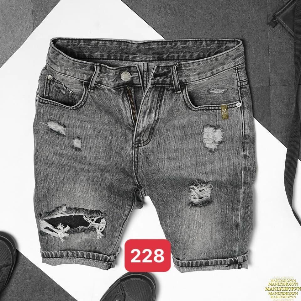 Quần Sọt Jean Nam màu Đen Xám, Quần Short Nam Co Giãn thời trang cao cấp MuradFashion ms5505