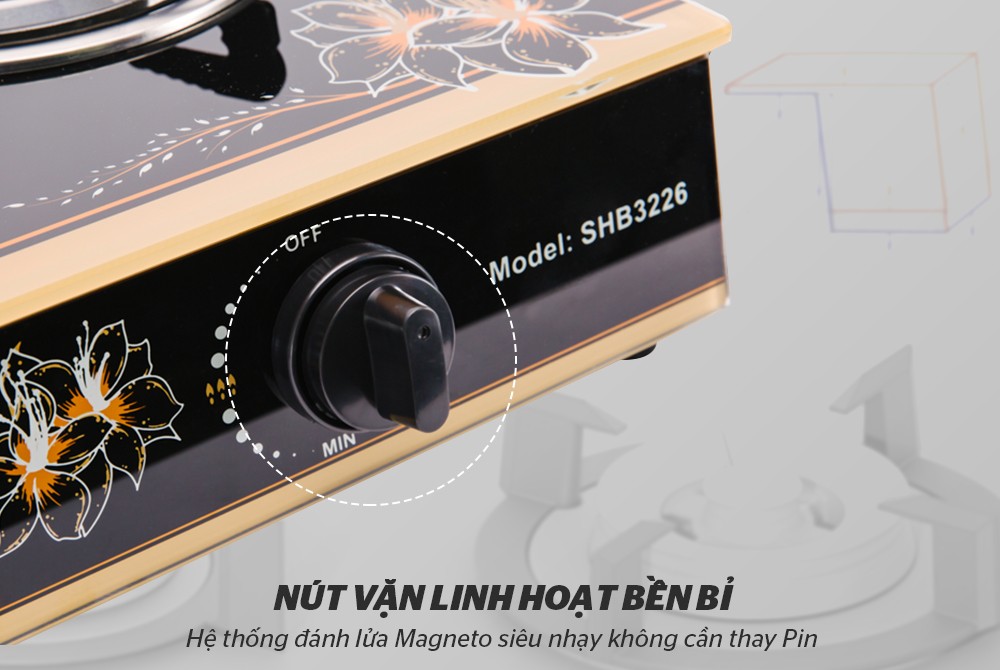 BẾP GAS DƯƠNG KÍNH SUNHOUSE SHB3226 - Hàng Chính Hãng mới 100%