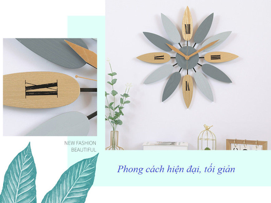 Đồng hồ gỗ phong cách Bắc Âu 52cm