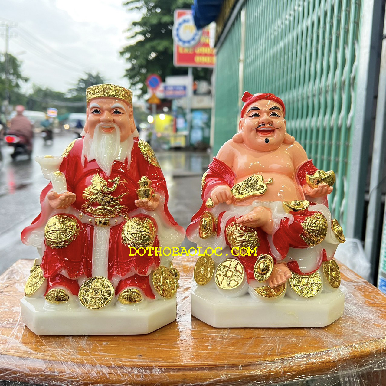 Tượng Thần tài Thổ Địa đá Việt Nam cao 19cm – Đỏ