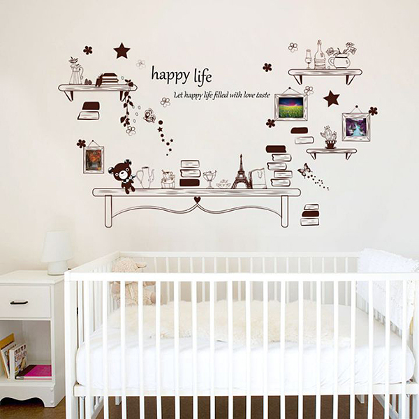 Decal Dán Tường Trang Trí Nhà Cửa Sáng Tạo Tranh Kệ Sách 3D DKN049