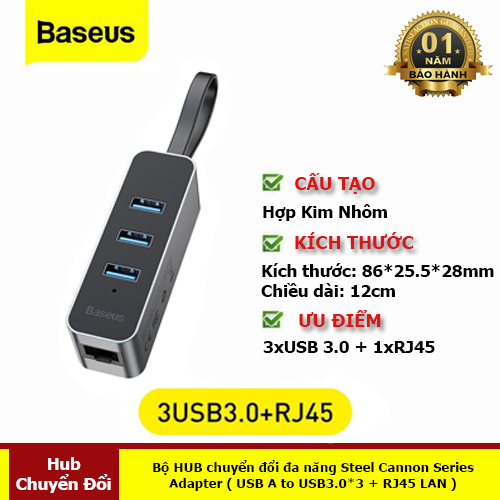 Hub Chuyển Đổi Steel Cannon Series USB A Gigabit LAN Adapter Từ USB / Type-C Sang RJ45 Cho Macbook Pro--Hàng Chính Hãng