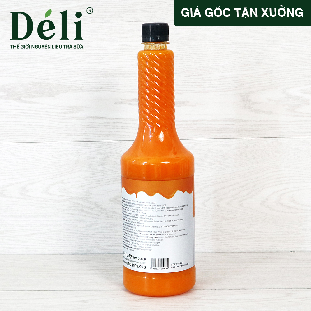 Siro xoài Déli - 1 lít - đậm đặc, chuyên dùng pha chế trà trái cây, soda
