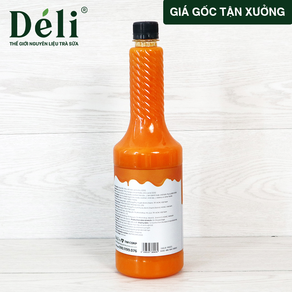 Siro xoài Déli chai 1lit, HSD: 12 tháng  [CHUYÊN SỈ] Nguyên liệu pha chế trà trái cây, soda,...