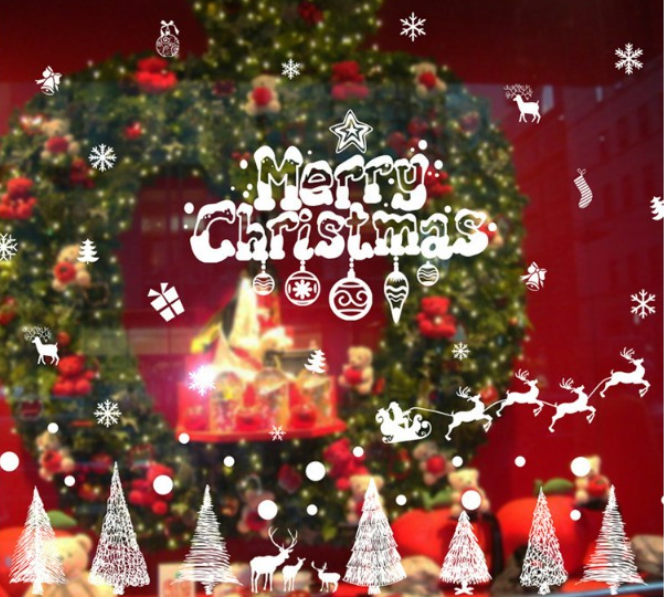 Decal trang trí tường Noel - Rừng Thông Sợi Trắng Xinh Xắn
