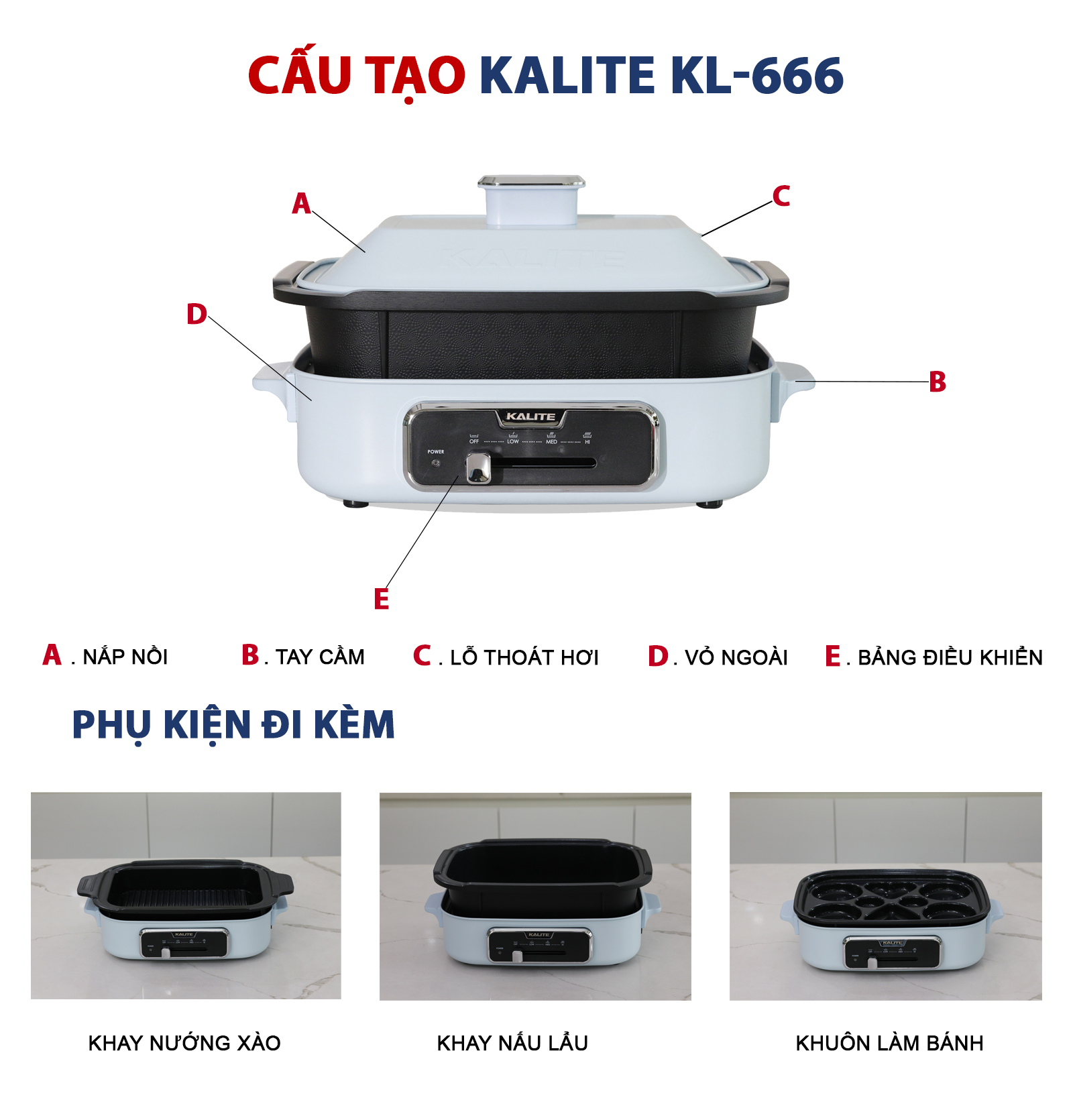 Lẩu Nướng Đa Năng Kalite KL666. Hàng chính hãng