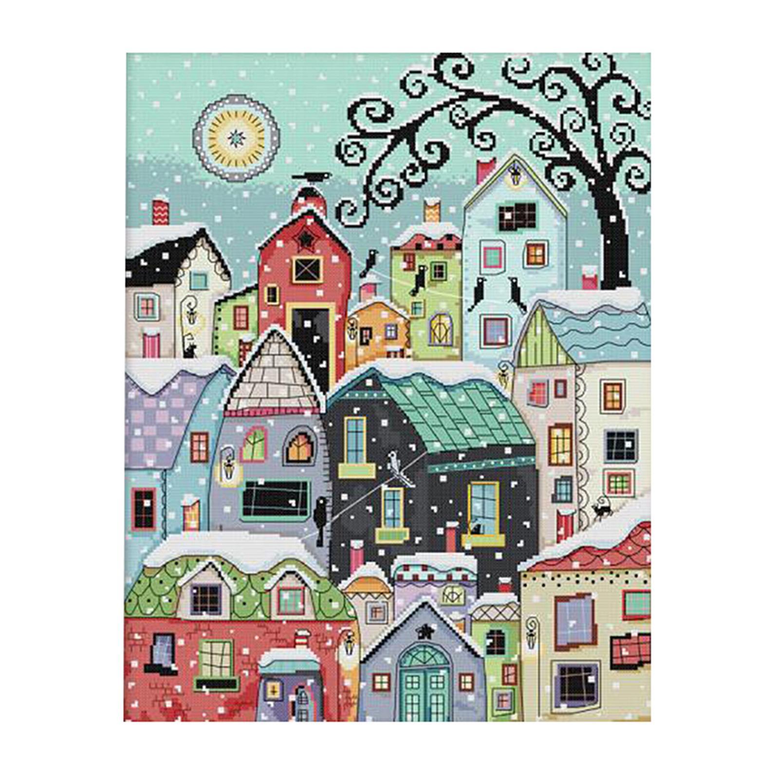 Cross Stitch Kits Embroidery Kit Needlework - Snow Street Scenery