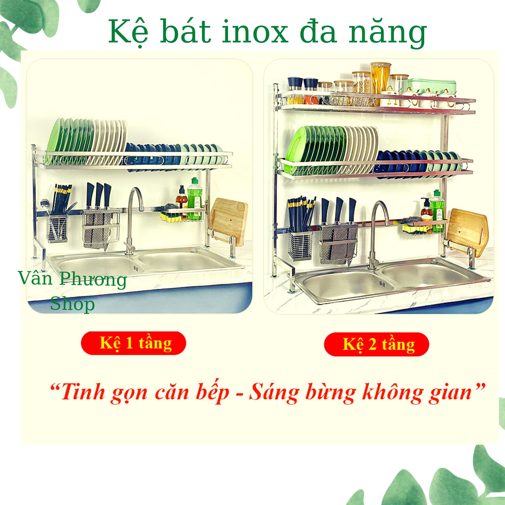Kệ Để Chén Bát Đa Năng Inox Không Gỉ