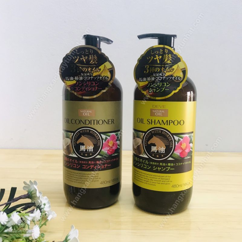 Dầu Gội Đầu Deve Natural Oil Shampoo Dành Cho Tóc Yếu Dễ Gãy Rụng Chiết Xuất Tinh Dầu Ngựa (Chai 480ml)