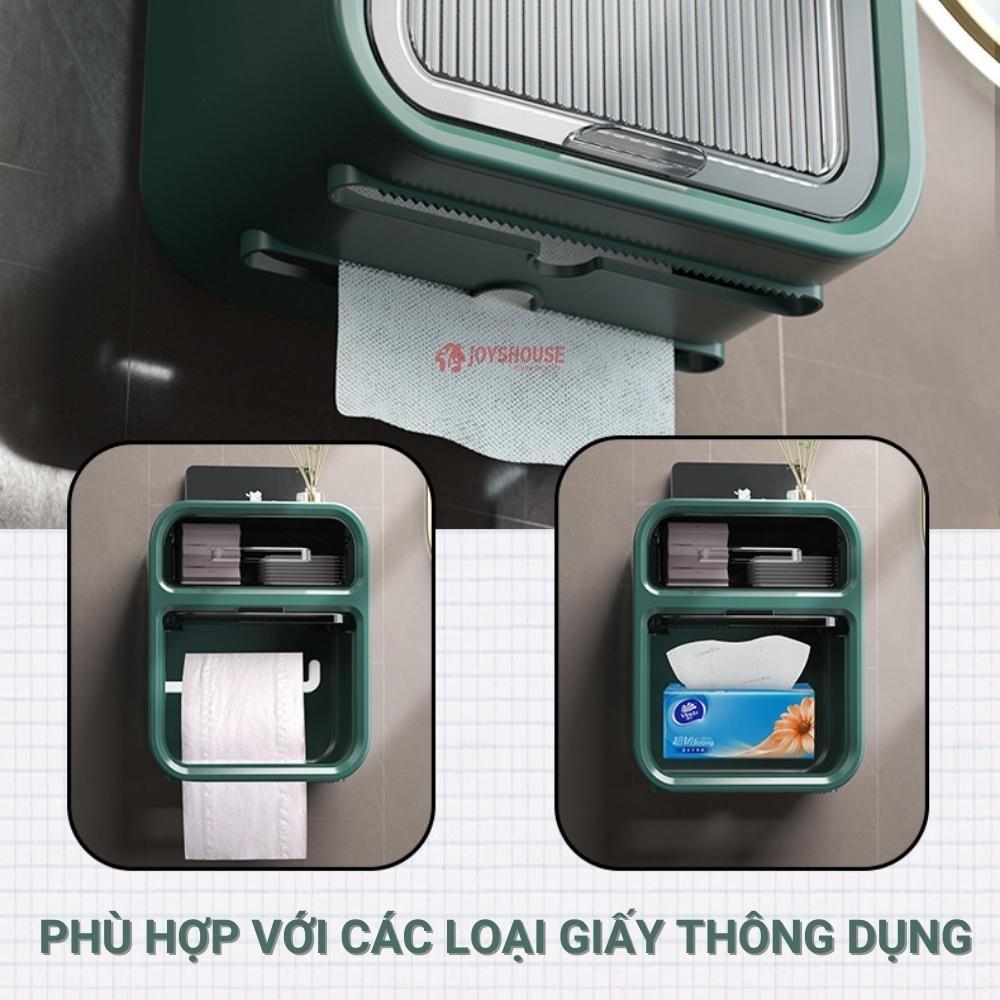 hộp giấy vệ sinh Hộp đựng giấy vệ sinh dán tường trong nhà tắm có nắp che chống nước và hai ngăn đa năng để được tất cả