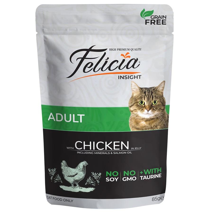 Pate Vị Gà Cho Mèo Trưởng Thành Felicia Adult Cat Chicken In Jelly 85g - Xuất Xứ Litva Châu Âu