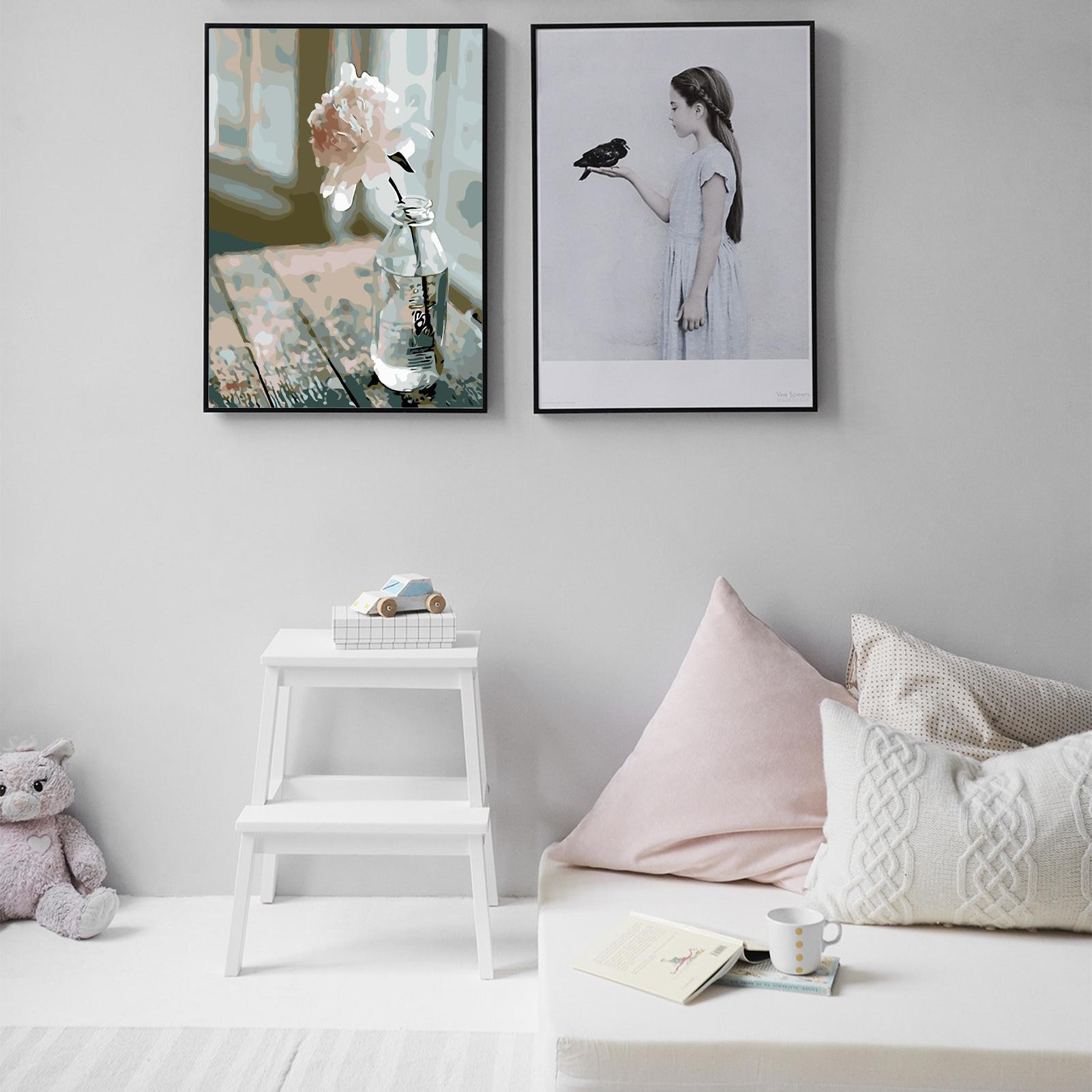 Tranh sơn dầu tự làm 16 x 20 inch có số thứ tự dễ dàng vẽ và sơn, mẫu in hoa