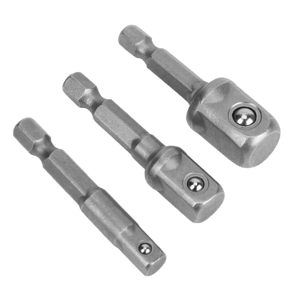 3x 1/2" 3/8" 1/4" Socket Bit Adapter Hex Bits Sleeve Conversion Extension Bar