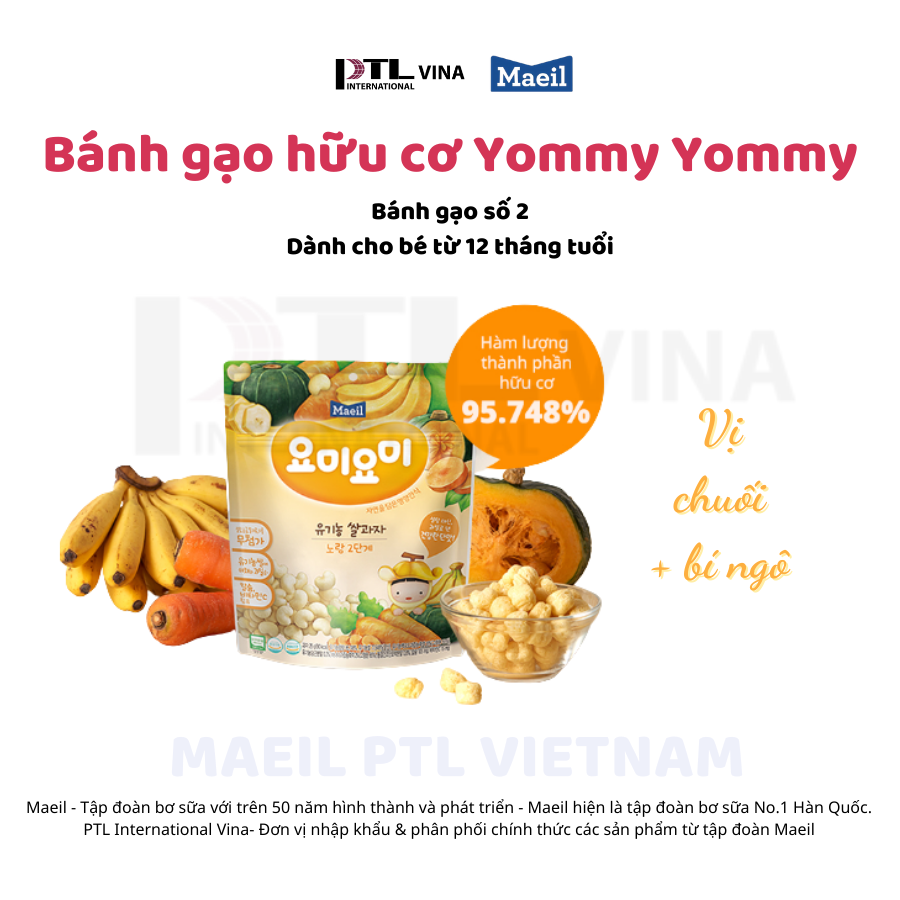 Combo 3 Bịch Bánh Gạo Ăn Dặm Yummy Yummy Cho Bé 12m Nhập Khẩu Hàn Quốc(3 vị)