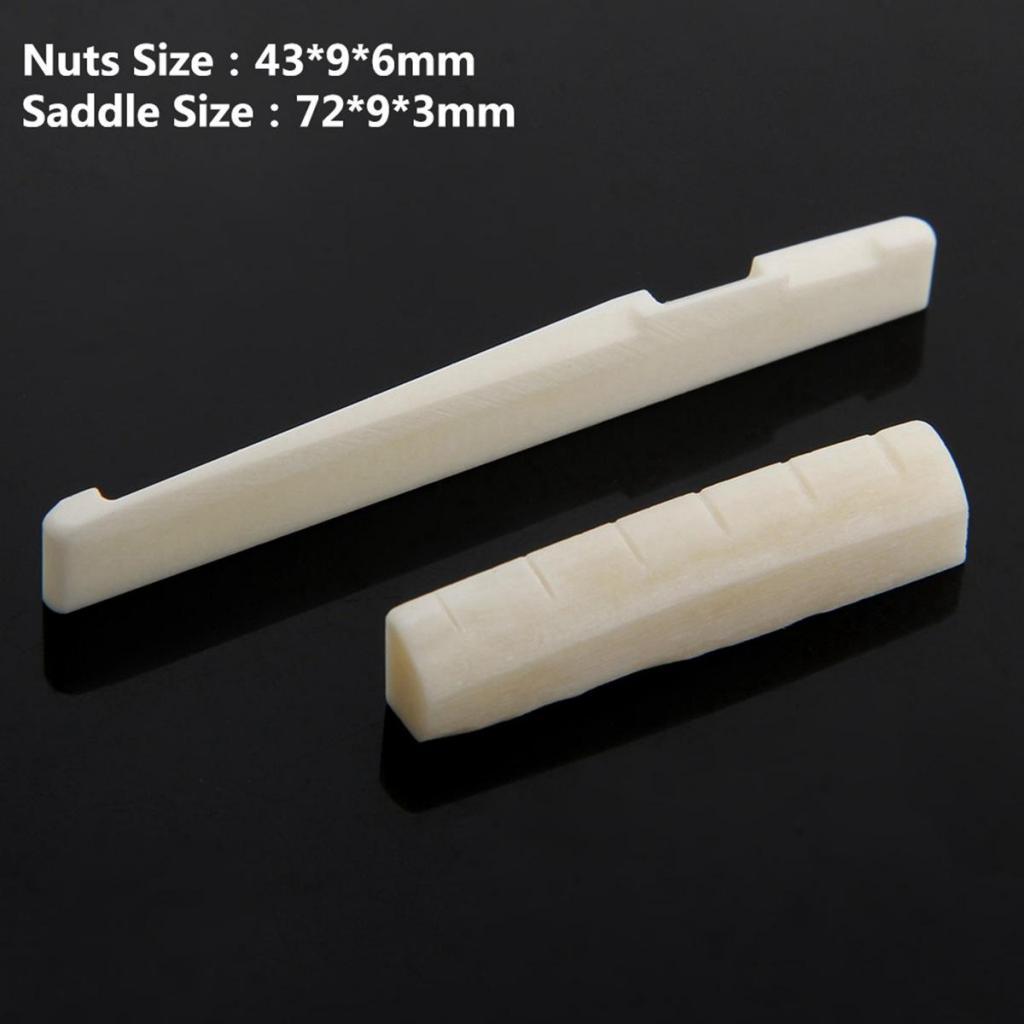 Acoustic Guitar Bone Bridge Saddle and Nut ,Rosewood Bridge Pins Dot