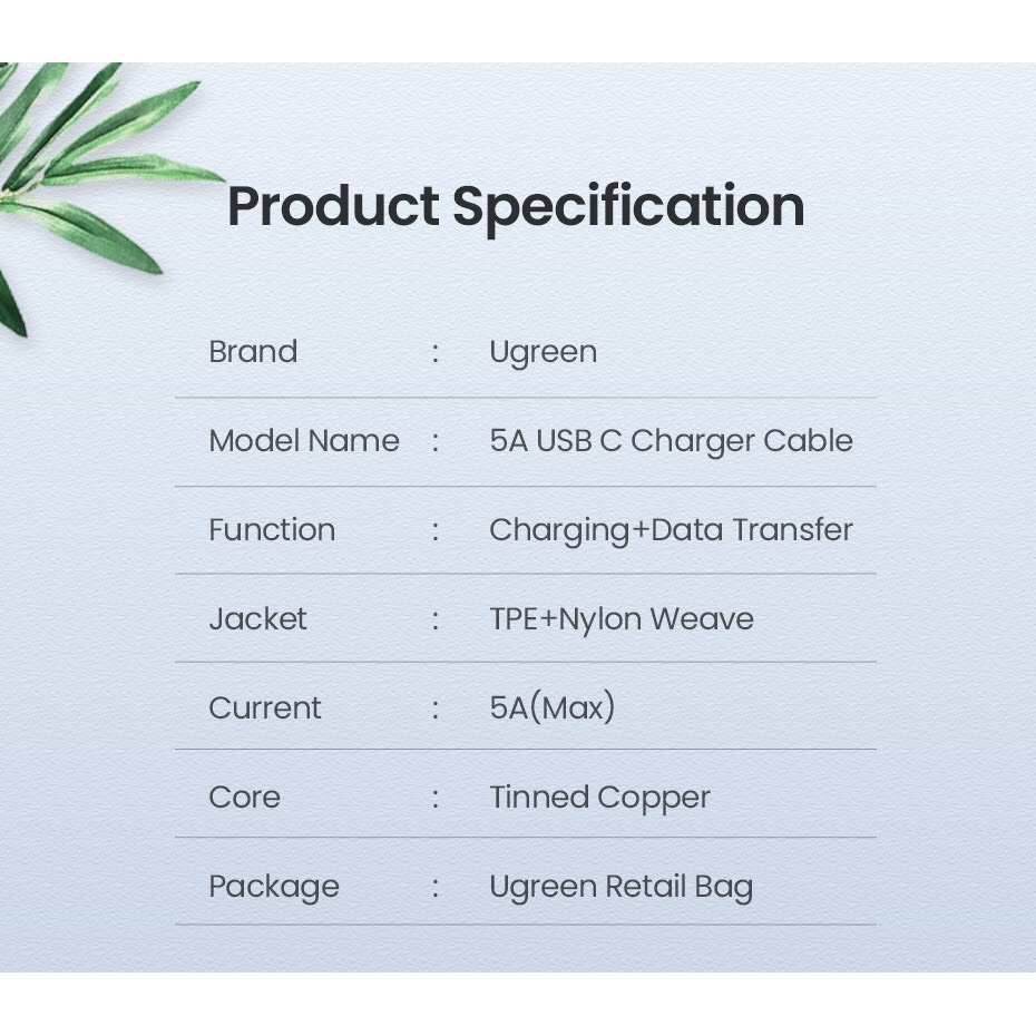 Cáp sạc nhanh 60W USB Type-C to Type-C dài 2M bọc nylon Ugreen 50152 cao cấp hàng chính hãng