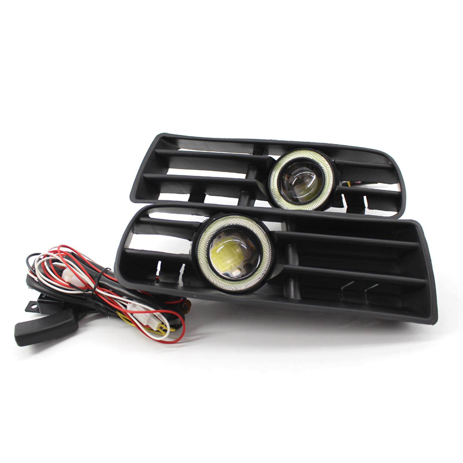 1 Pair Car Auto White Fog Light Front Bumper Grilles Replacement For VW Golf MK4 1998-2004 Angel Eyes Lamp LED Running