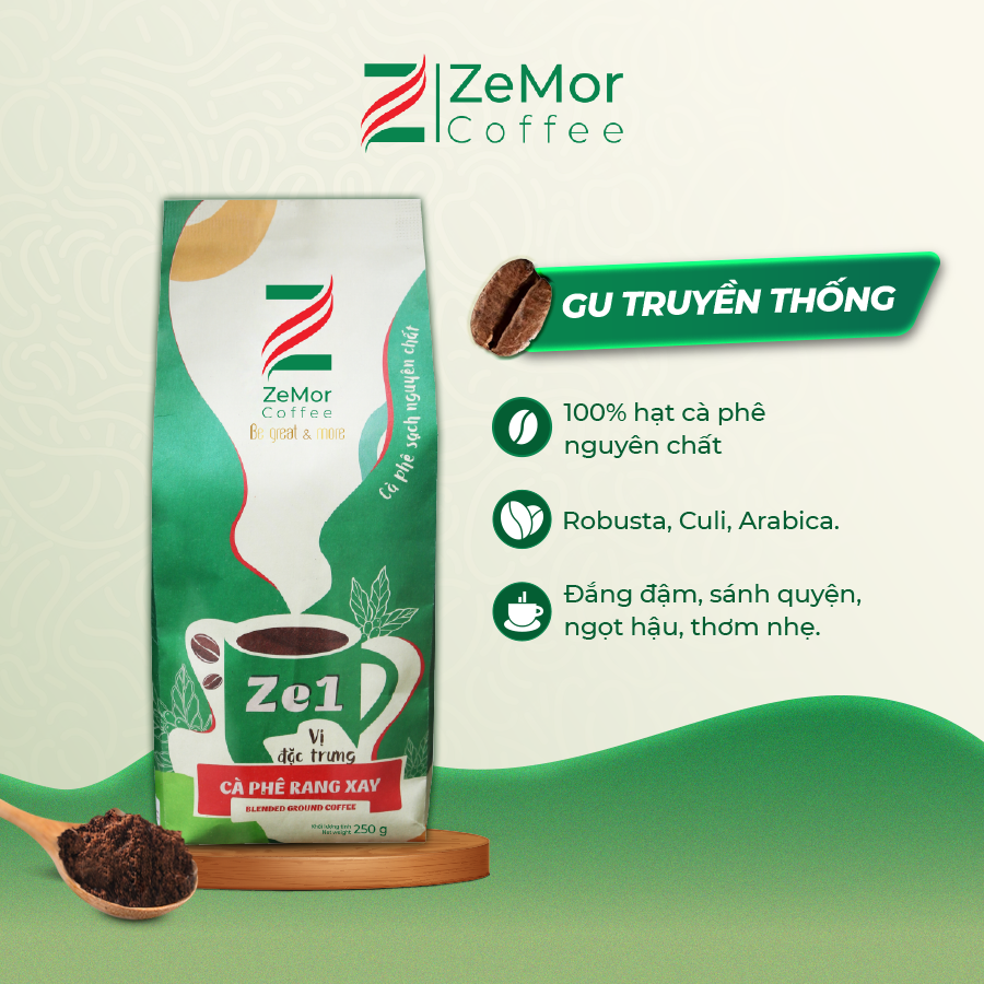 Cà phê rang xay nguyên chất cao cấp rang mộc - ZeMor Coffee