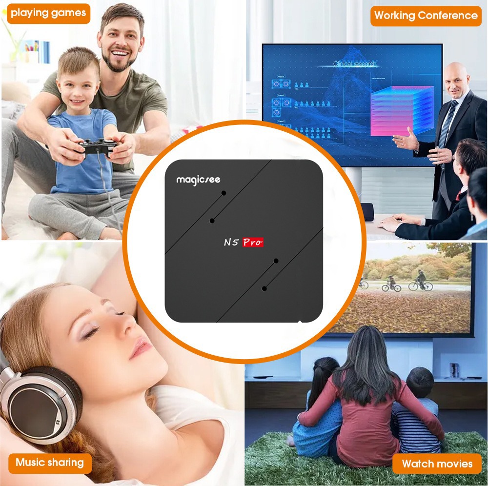 Magicsee N5 Pro Ram 4G điều khiển giọng nói tiếng Việt kiêm bàn phím chuột bay có đèn nền wifi 2 băng tần bluetooth cài sẵn phim, truyền hình cáp miễn phí vĩnh viễn - Hàng Nhập Khẩu