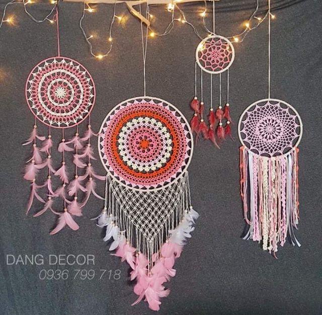 Set dreamcatcher 4 vòng sz lớn phụ kiện trang trí nhà cửa phong cách Vintage