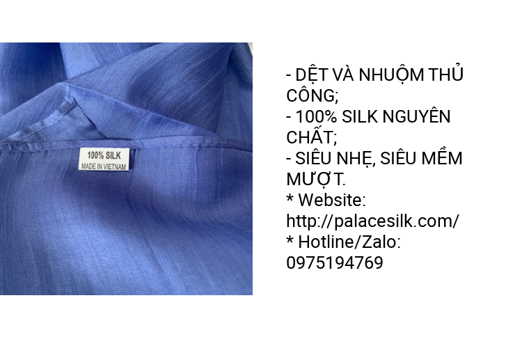 Khăn quàng cổ lụa tơ tằm trơn màu xanh tím, 100%silk, hàng thủ công chất lượng cao