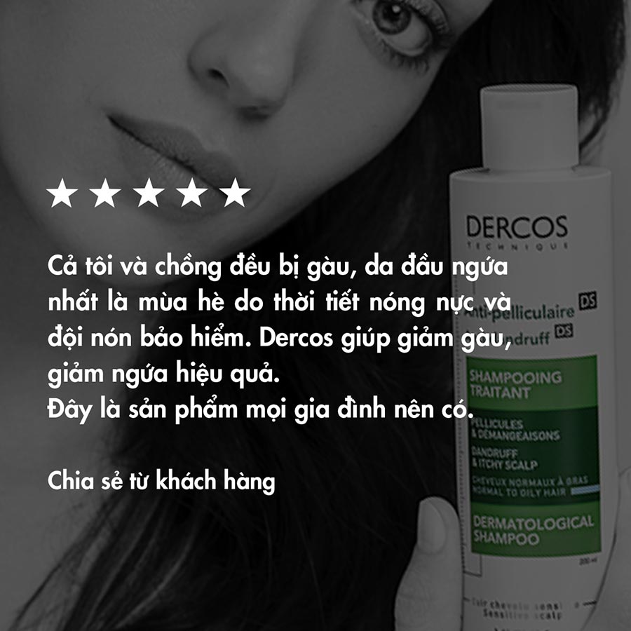 Dầu gội sạch gàu cho da đầu dầu, ngứa Vichy Dercos Anti Dandruff 200ml