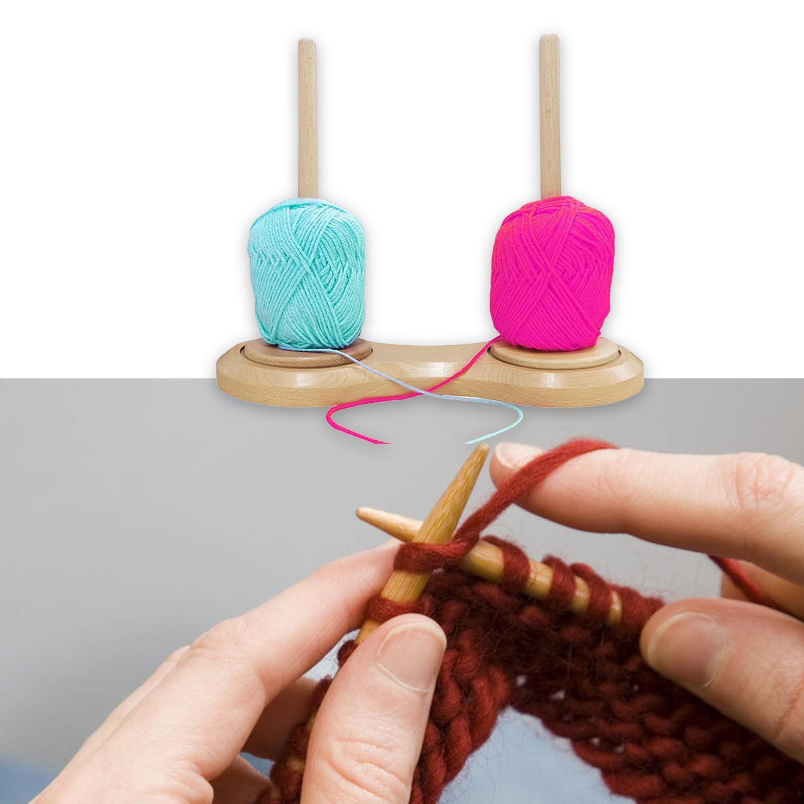 Wooden Yarn Ball Holder Hold 2 yarns Sewing Accessory for Mother Wife Sister