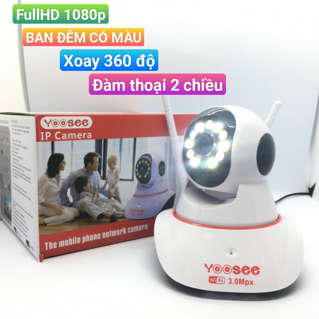 Camera Yoosee 3 râu 3.0MPX 11 led xoay 360 độ, hỗ trợ hiển thị Full HD, đàm thoại hai chiều, kèm thẻ nhớ 32Gb, hàng nhập khẩu