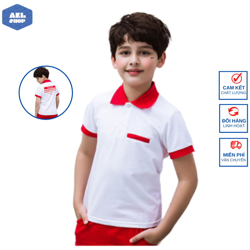 Áo thun bé trai có cổ size đại hãng AKL, áo polo Quảng Châu cho bé 5 đến 14 tuổi nặng 20kg đến 40kg