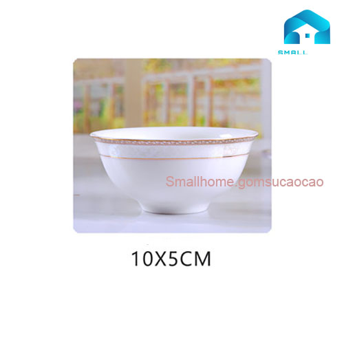Bộ đồ ăn Họa Ảnh 56 món bằng sứ xương cao cấp, họa tiết viền tinh xảo, sang trọng, phong cách Bắc Âu.