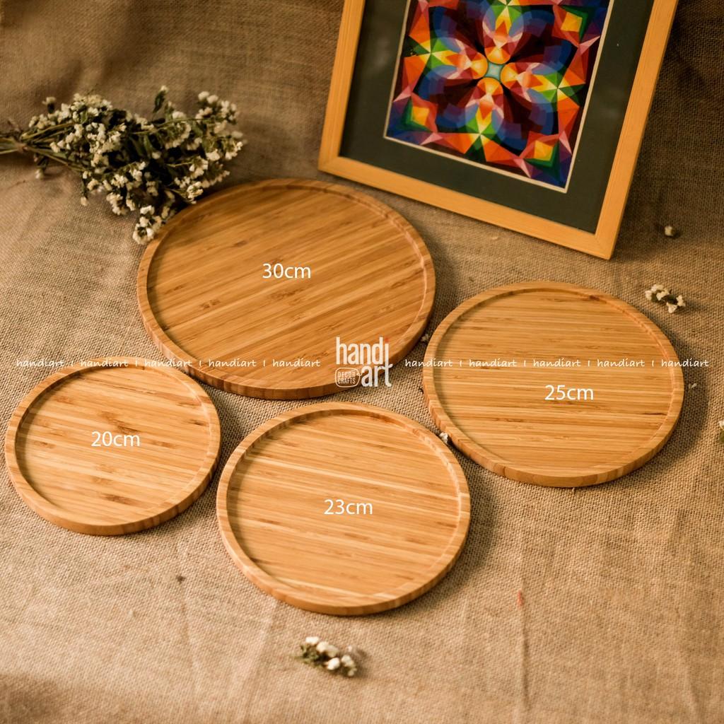 Khay gỗ tre hình tròn - Khay tre đựng thức ăn - Khay tre tự nhiên- bamboo wooden tray