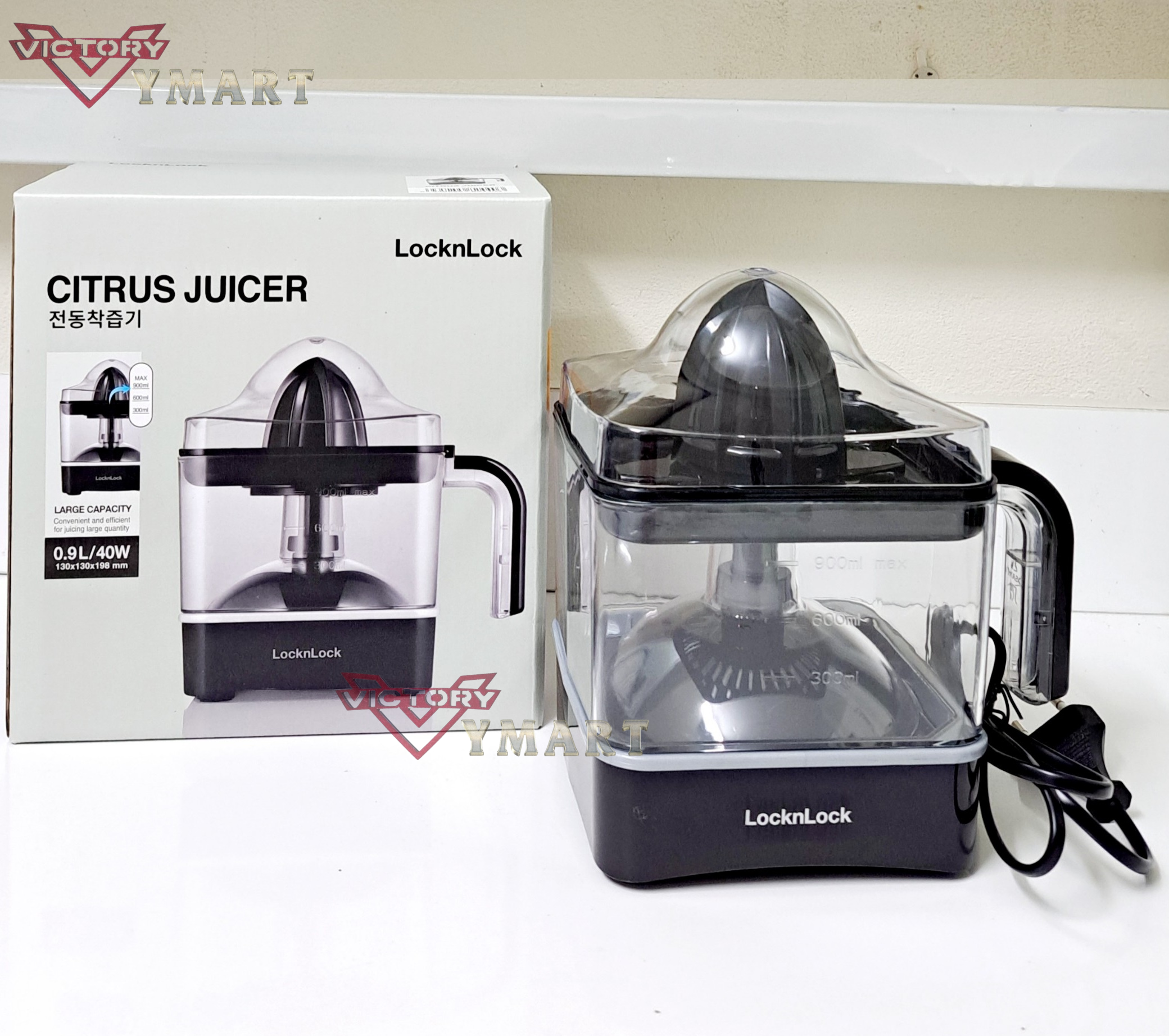 Máy Vắt Cam Thế Hệ Mới Locknlock Citrus Juicer EJJ246BLK 0.9L (Model New) - Hàng Chính Hãng