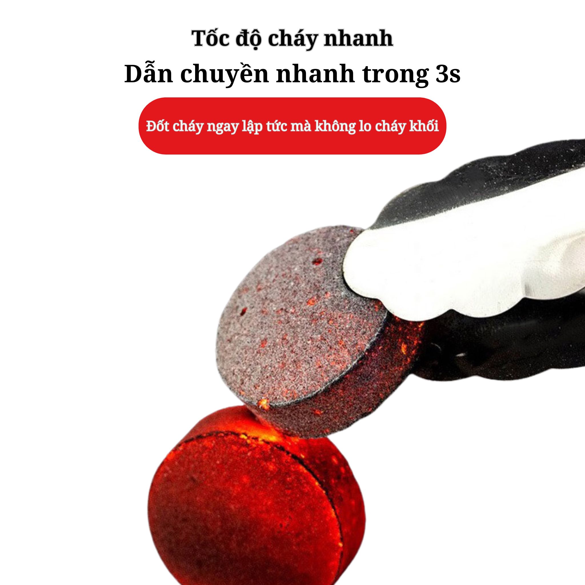 Than cháy nhanh 3s hộp 80 viên to, ít khói, phù hợp để nướng thịt và nấu trà thời gian sử dụng 90p