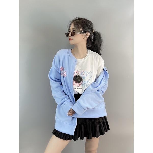 Áo khoác bomber nỉ bông dày dặn hàng quảng châu form tộng unisex dạng cardigan nữ nam in UFO AWESOME - AK3426
