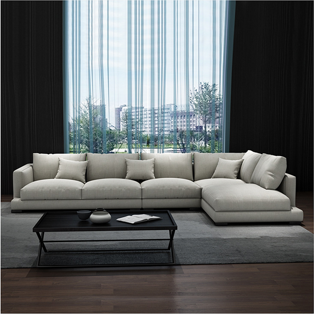 Ghế Sofa Góc L Cao Cấp Cho Phòng Khách, Cấu Tạo Khung Gỗ Sồi Chắc Chắn Bọc Vải Bố Nệm Mút Êm Ái Mã HG-10