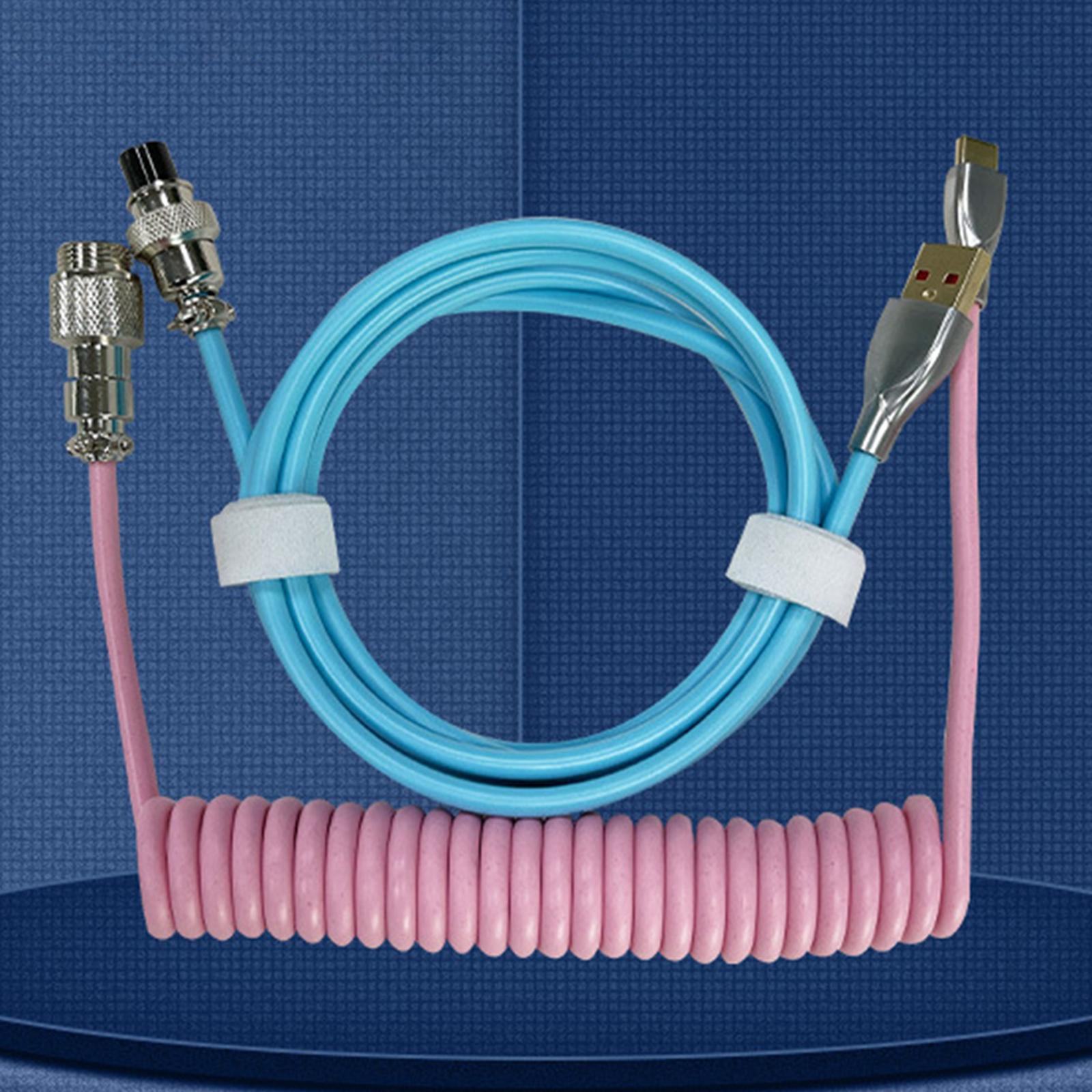 Coiled USB C Cable Wire, for Laptop Flexible USB A to USB C for Mechanical Keyboard