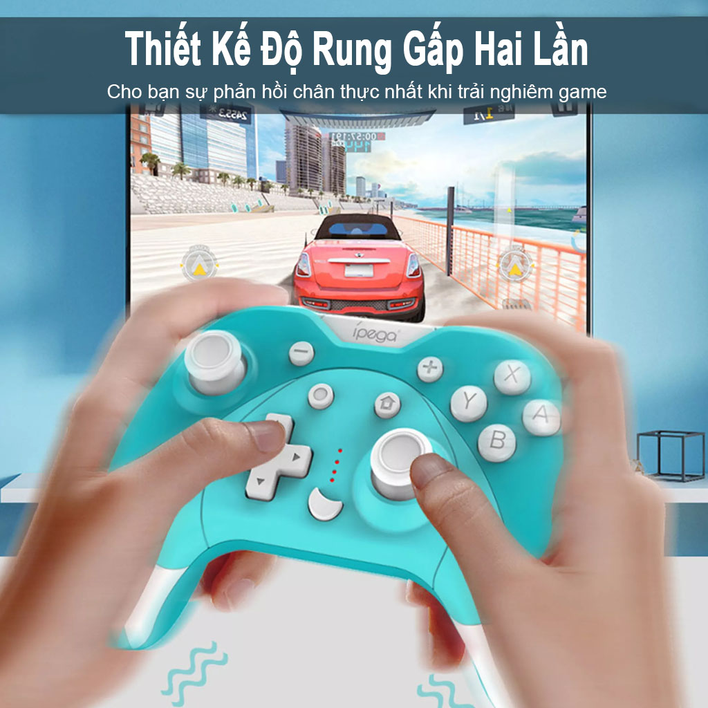 IPEGA Tay Cầm Chơi Game Bluetooth PG-SW023A - Bộ Điều Khiển Trò Chơi Sáu Trục Rung Không Dây Dành Cho Bảng Điều Khiển N-S/P3/Android/PC (Win7/8/10) Màu Đen - Hàng Nhập Khẩu