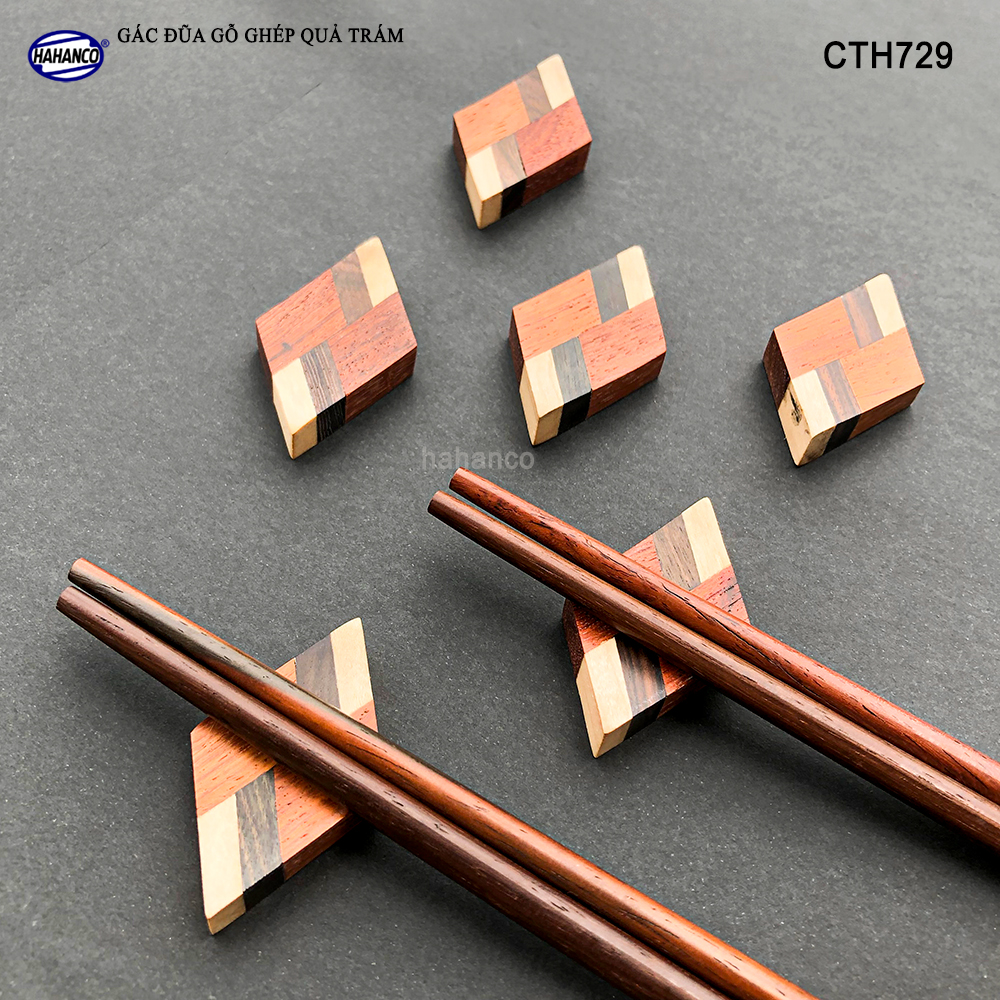 Combo 10 Gác Đũa Gỗ Tự Nhiên Hình Quả Trám HAHANCO Phụ Kiện Bàn Ăn, Decor - CTH729