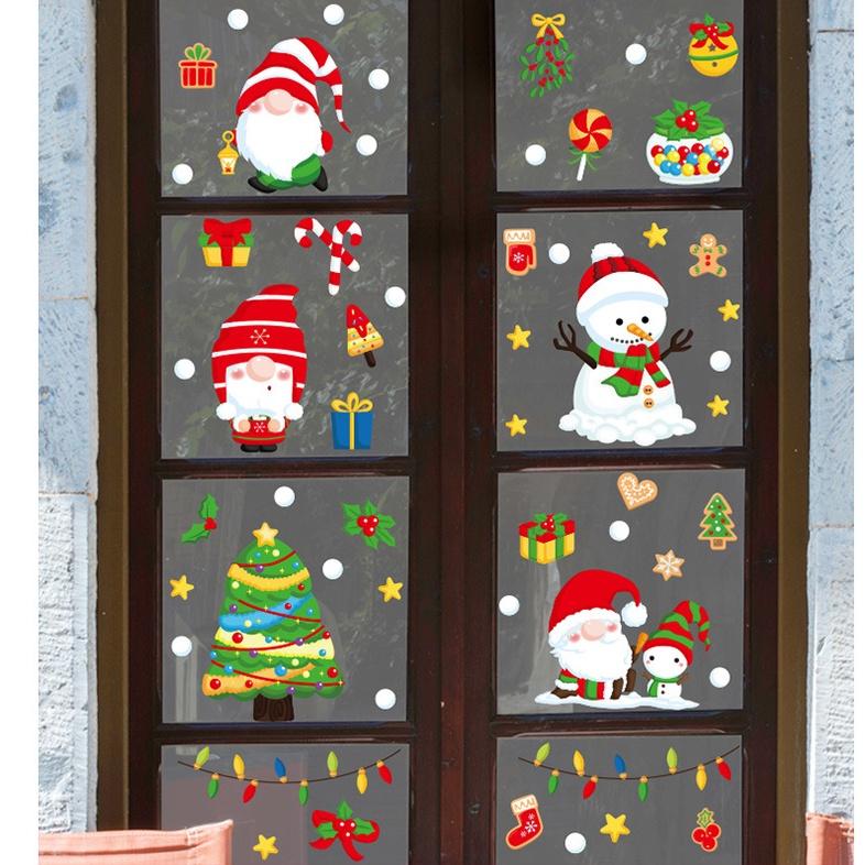 Decal Trang Trí Noel Hai Mặt Hít Tĩnh Điện - 6 CHÚ LÙN HÓA TRANG ÔNG GIÀ NOEL