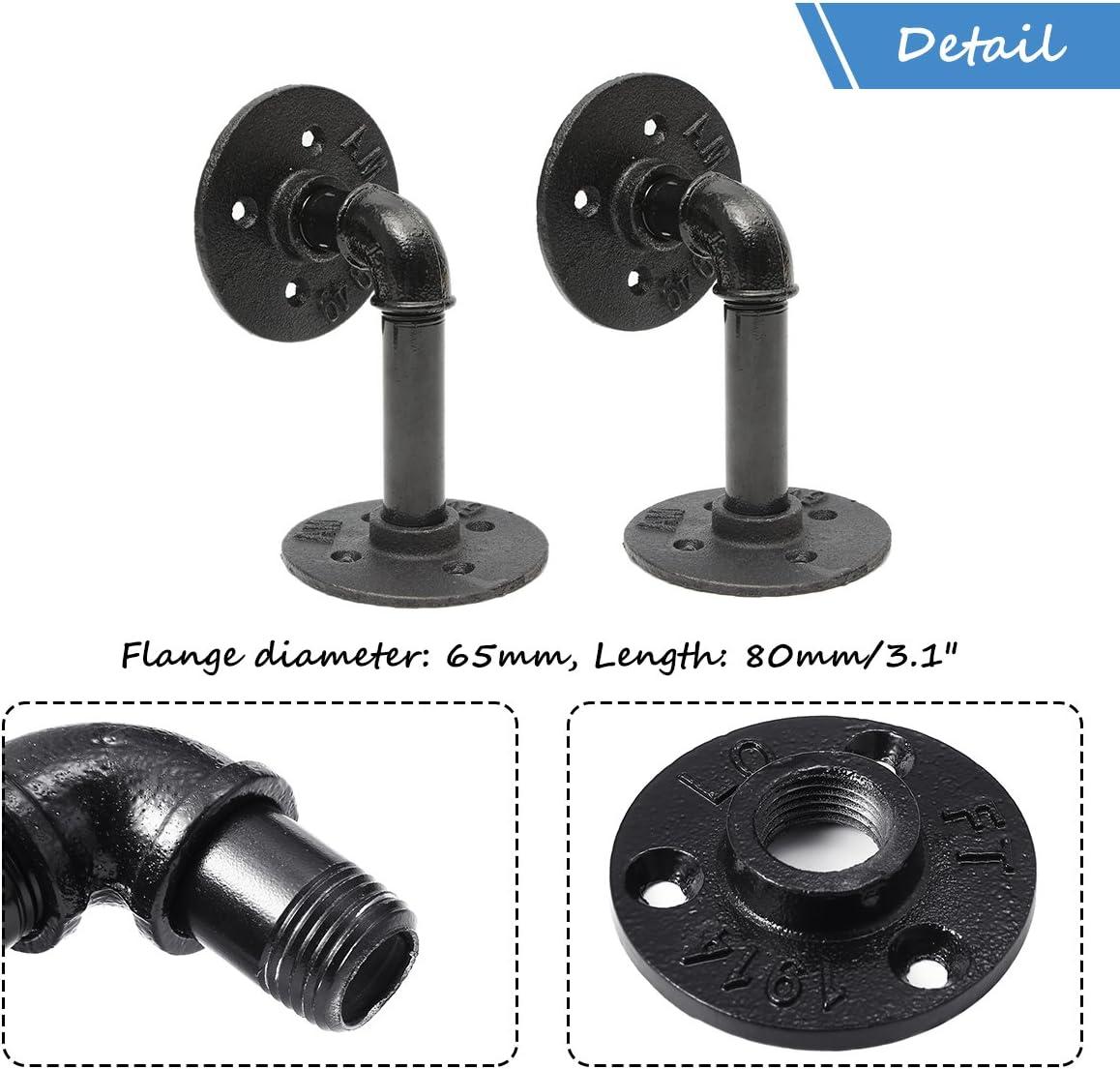 2 Giá treo tường Giá đỡ 15 X 8 cm Giá đỡ ống công nghiệp bằng kim loại cổ điển Giá đỡ mặt bích sàn Giá đỡ cho Phòng khách/Phòng ngủ/Trang trí phòng học