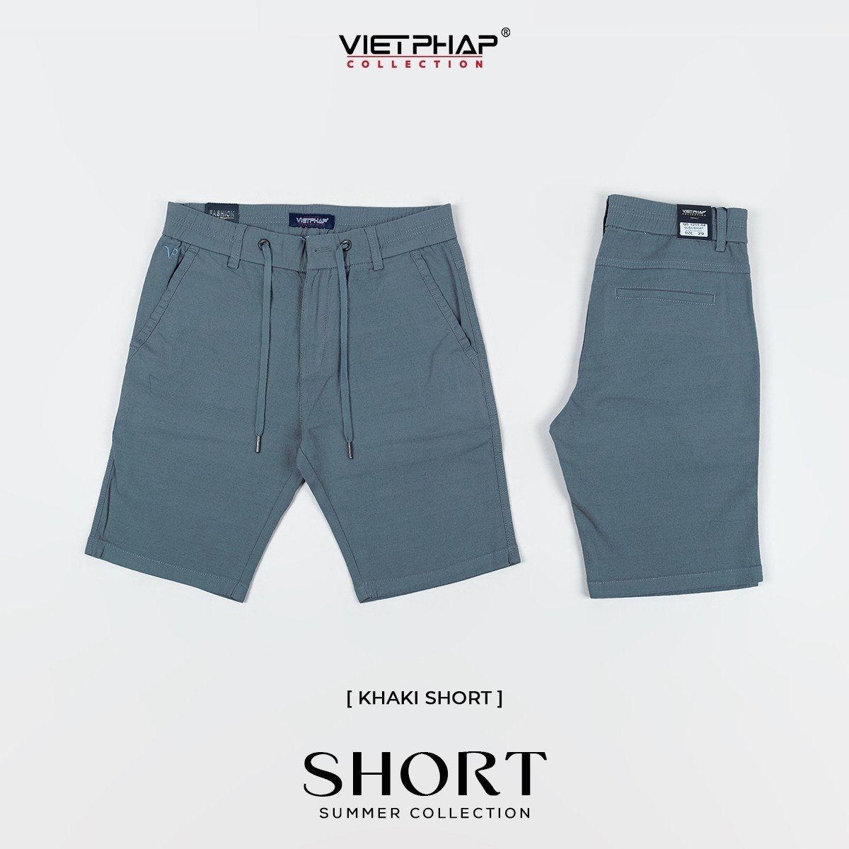 Quần Short Kaki Cao Cấp VIỆT PHÁP/ Form basic/ thêu logo sườn, chất liệu dệt cotton mềm mịn hút mồ hôi ,không phai màu 1211