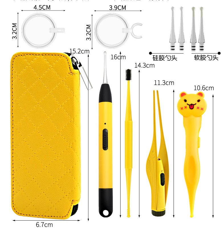 Set 4 Dụng Cụ Lấy Ráy Tai Có Đèn Led Kèm Hộp Đựng Tiện Dụng Sử Dụng Cổng Sạc USB