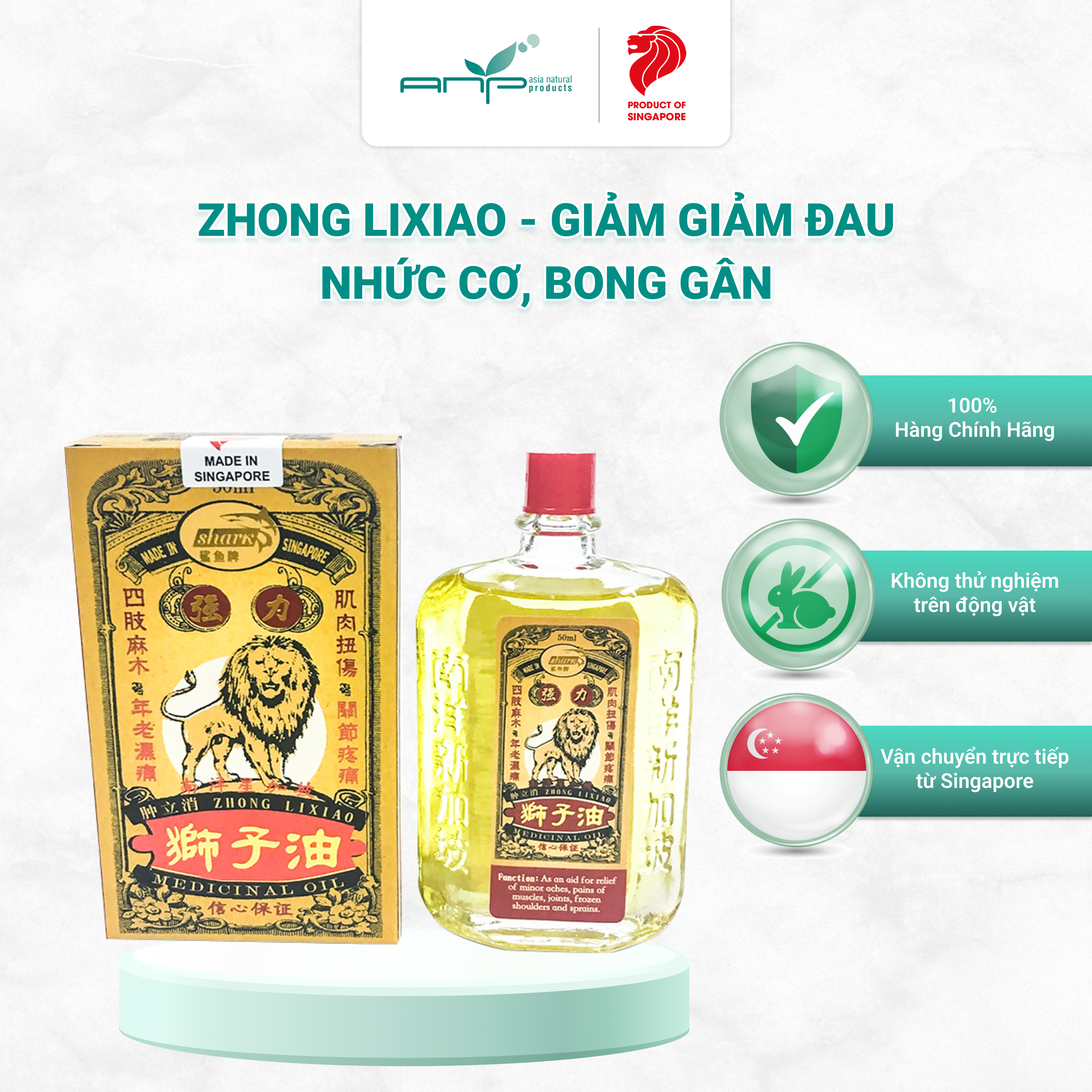Dầu Xoa Bóp Hỗ Trợ Giảm Đau Nhức Cơ Zhong Lixiao ANP 50ml Được Điều Chế Từ Các Thành Phần Tự Nhiên Giúp Giảm Đau Khớp Và Bong Gân