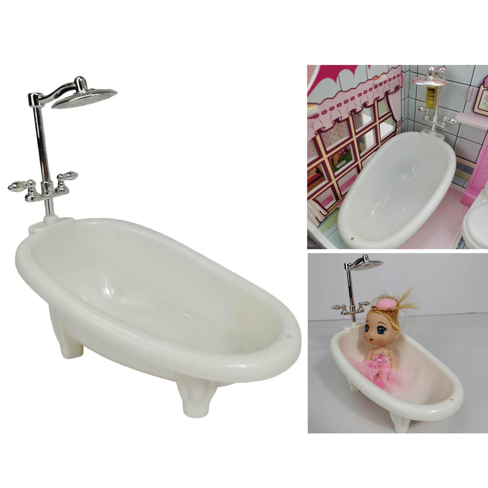 1:12 Scale Dollhouse Simulation Bathroom Shower Accessory Bathtub and Shower Rod Model for Dolls House Decoration DIY Toy