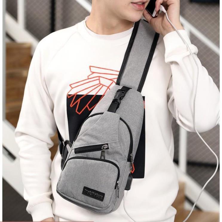 Túi đeo chéo nam phong cách Hàn Quốc chống nước, có cổng USB xạc tiện dụng – bảo hành 3 tháng.208204