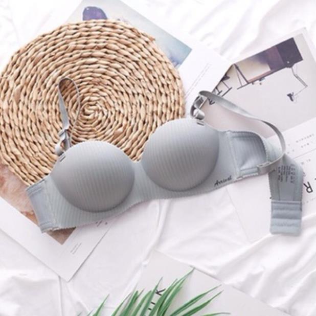Áo Lót Nâng Ngực Không Gọng Đệm Vừa Cup Ngang Vân Dọc Có Viền Chống Tụt 2288