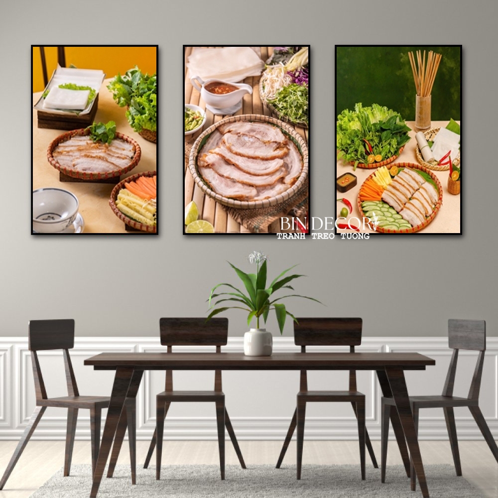 (ẢNH THẬT) Tranh treo tường trang trí quán bánh tráng cuốn thịt heo nổi tiếng kèm đinh